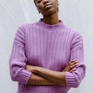 BNWT Jaggery London Rio Ribbed Jumper - Size 1 (S/M), Lilac, 100% Organic Cotton